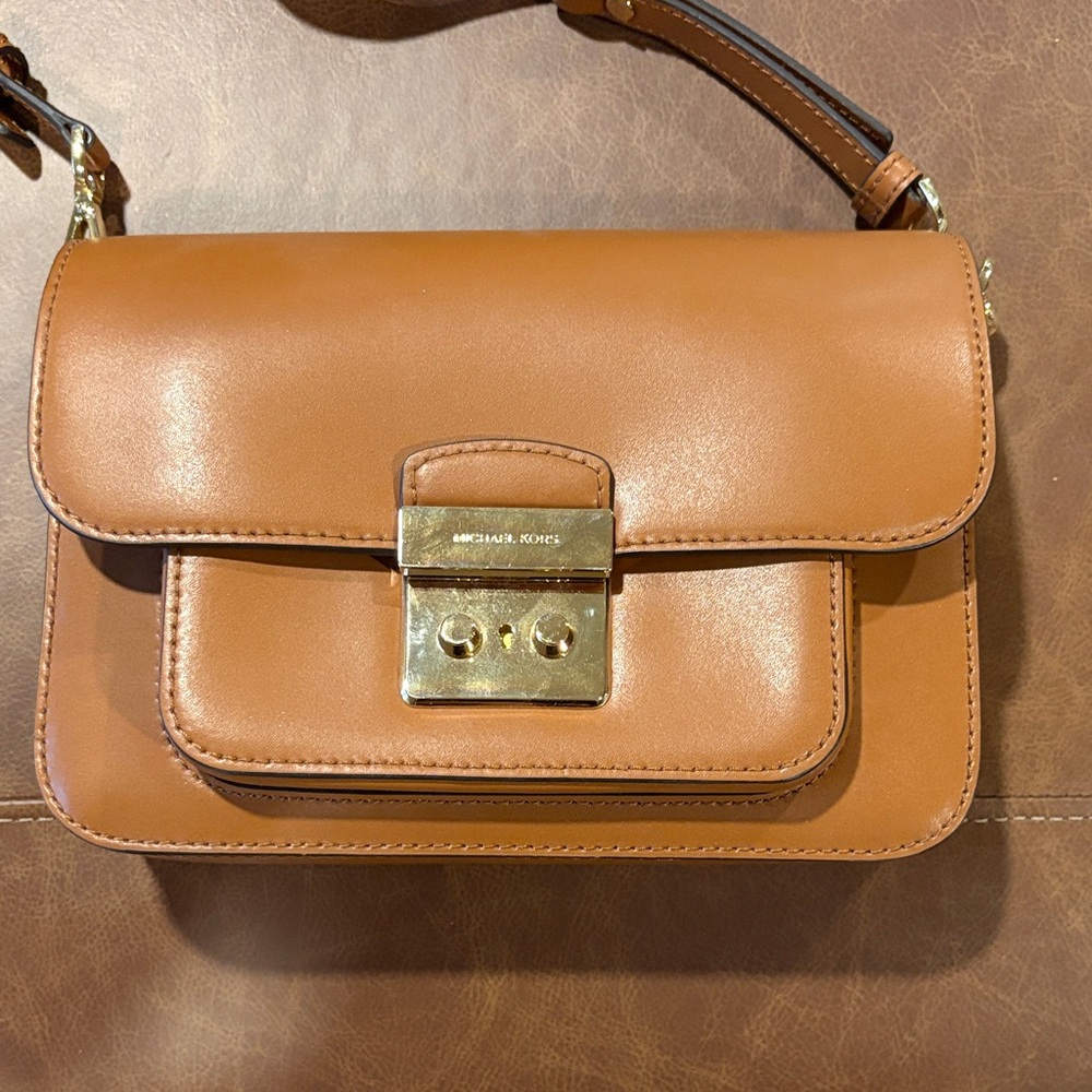 Michael Kors Brown Crossbody Bag with Gold Accents
